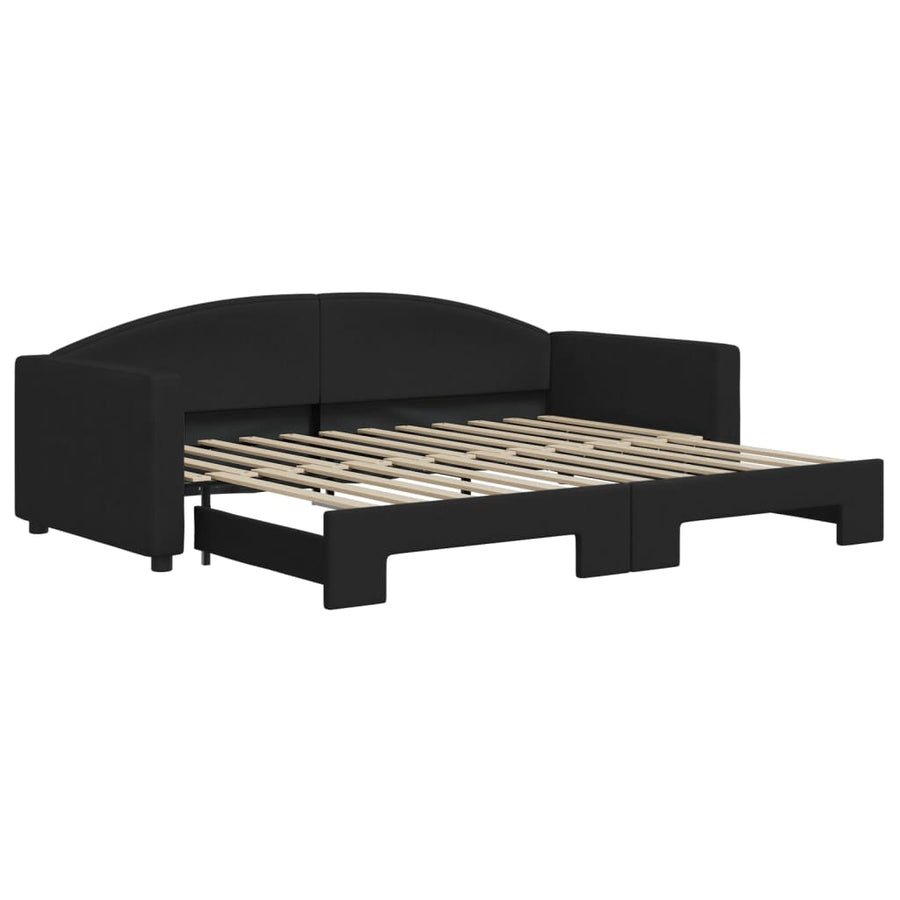 Slaapbank Stof 90 x 200 cm Zwart met onderschuifbed