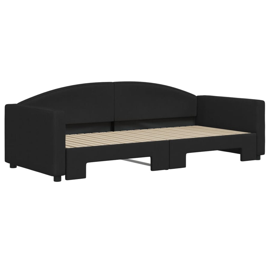 Slaapbank Stof 90 x 200 cm Zwart met onderschuifbed