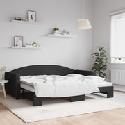 Slaapbank met onderschuifbed 90x200 cm zwart