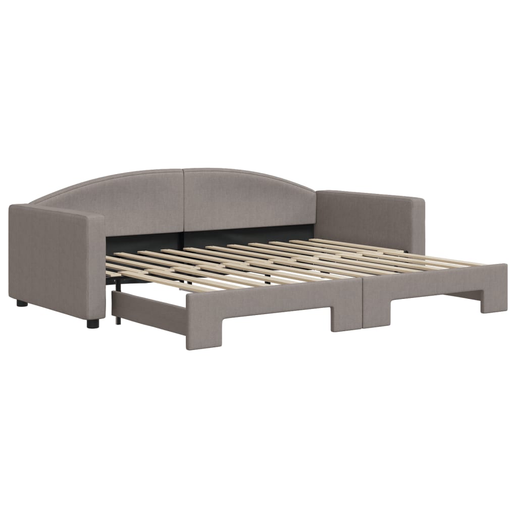 Slaapbank Met Onderschuifbed 90X200 Cm Stof Taupe Taupe 90 x 200 cm