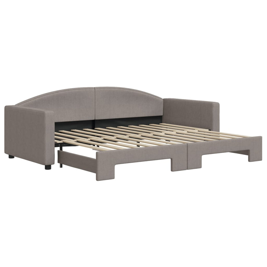 Slaapbank Met Onderschuifbed 90X200 Cm Stof Taupe Taupe 90 x 200 cm