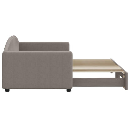 Slaapbank Met Onderschuifbed 90X200 Cm Stof Taupe Taupe 90 x 200 cm