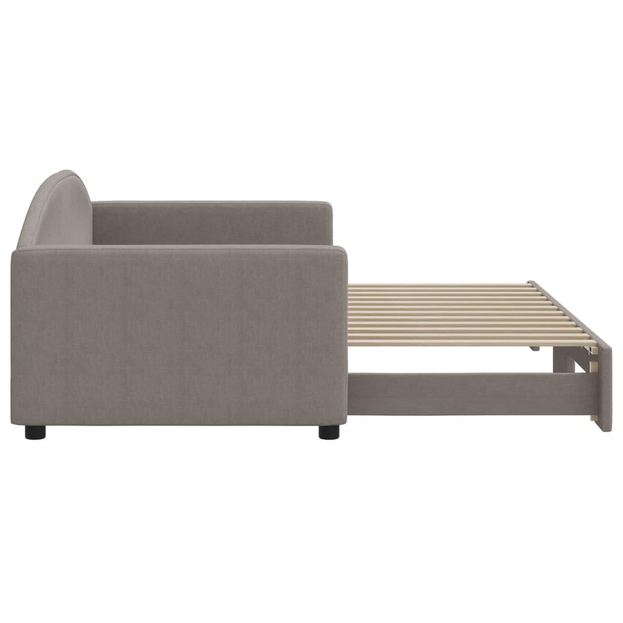 Slaapbank Met Onderschuifbed 90X200 Cm Stof Taupe Taupe 90 x 200 cm
