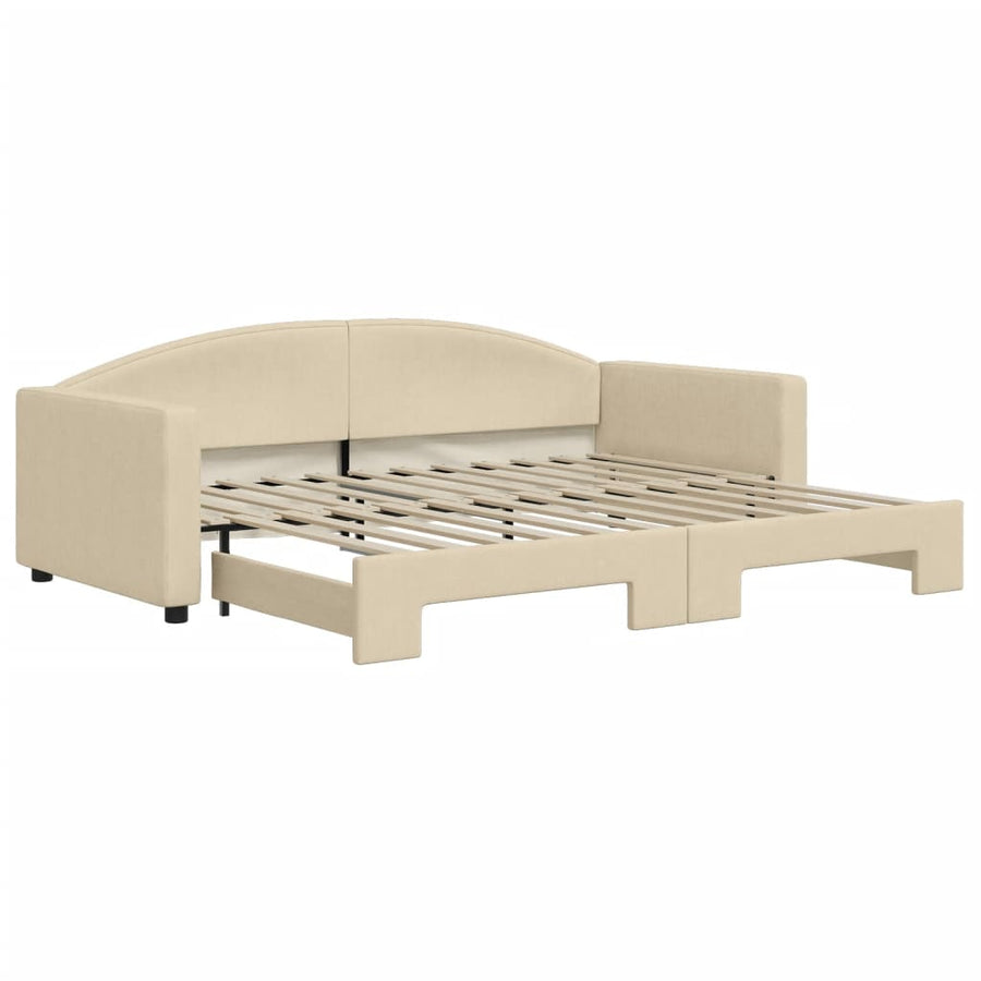 Slaapbank Stof Kleurig 90 x 200 cm Crème met onderschuifbed