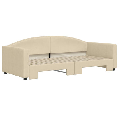 Slaapbank Stof Kleurig 90 x 200 cm Crème met onderschuifbed