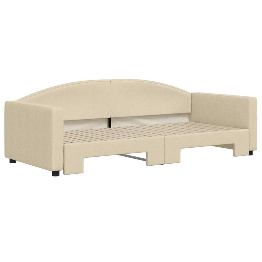 Slaapbank Stof Kleurig 90 x 200 cm Crème met onderschuifbed