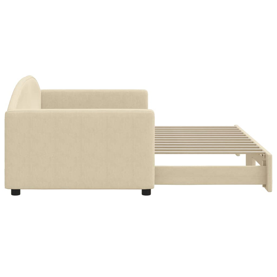 Slaapbank Stof Kleurig 90 x 200 cm Crème met onderschuifbed