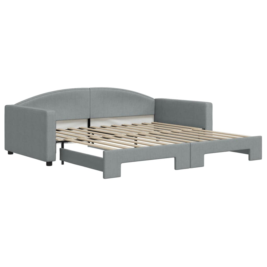 Slaapbank Stof 100 x 200 cm Lichtgrijs met onderschuifbed