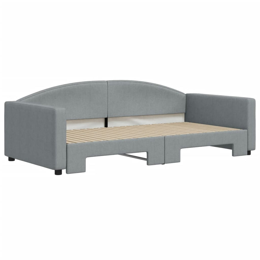 Slaapbank Stof 100 x 200 cm Lichtgrijs met onderschuifbed