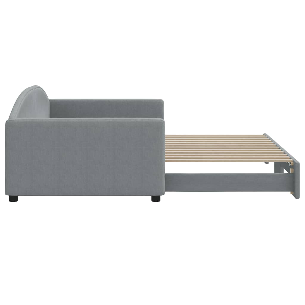 Slaapbank Stof 100 x 200 cm Lichtgrijs met onderschuifbed