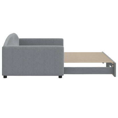 Slaapbank Stof 100 x 200 cm Lichtgrijs met onderschuifbed