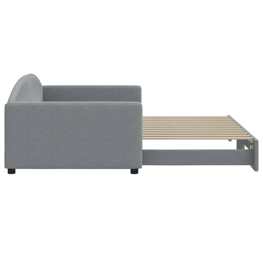 Slaapbank Stof 100 x 200 cm Lichtgrijs met onderschuifbed