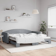 Slaapbank onderschuifbed 100x200 cm lichtgrijs
