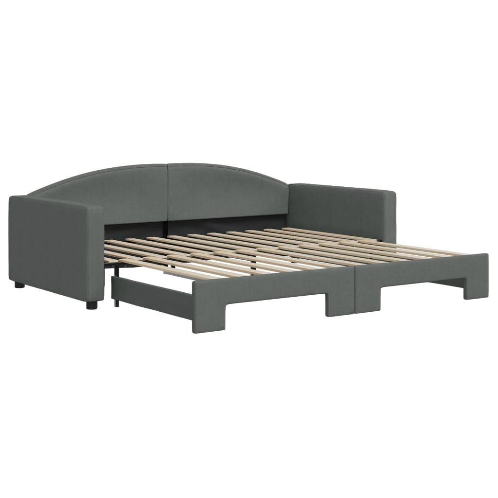 Slaapbank met onderschuifbed 100x200 cm stof donkergrijs 100 x 200 cm Donkergrijs met onderschuifbed