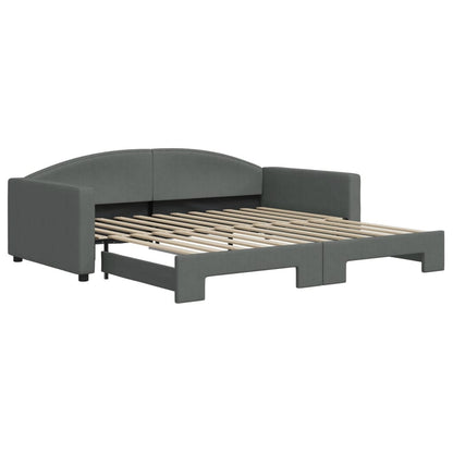 Slaapbank met onderschuifbed 100x200 cm stof donkergrijs 100 x 200 cm Donkergrijs met onderschuifbed