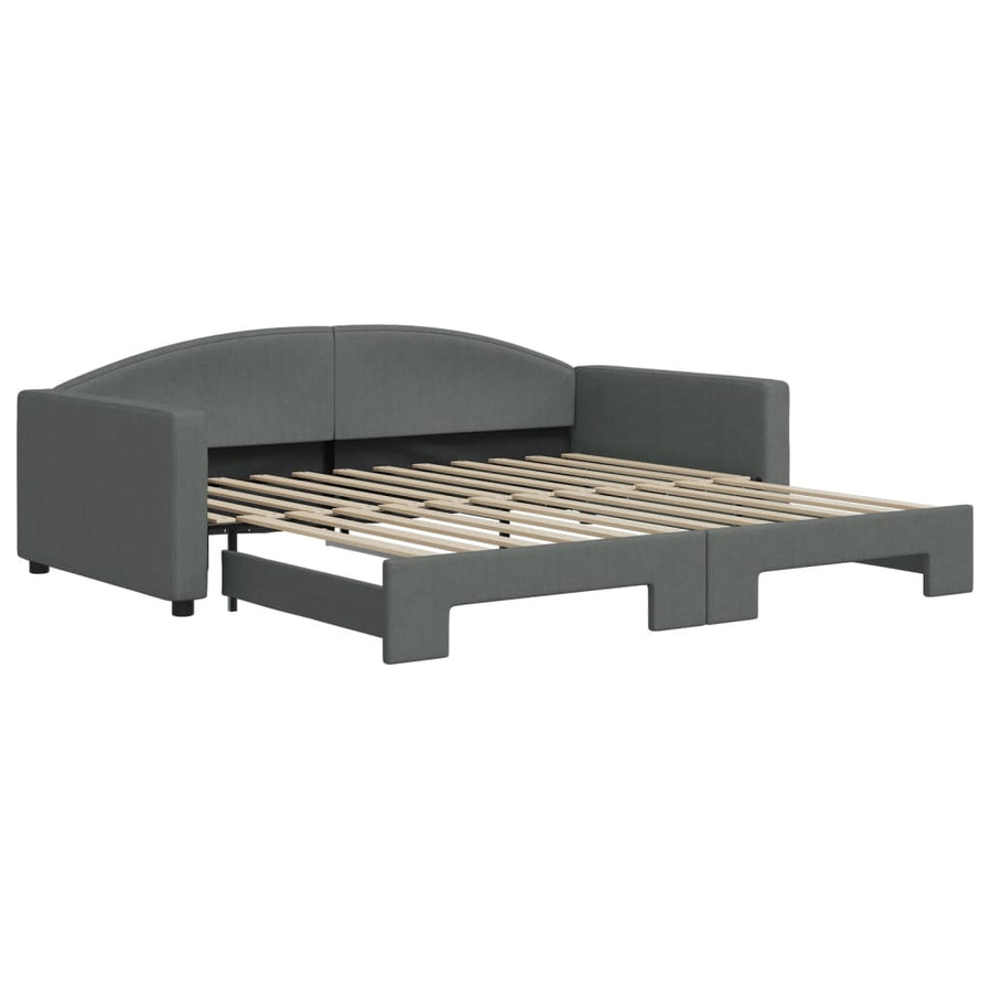 Slaapbank met onderschuifbed 100x200 cm stof donkergrijs 100 x 200 cm Donkergrijs met onderschuifbed