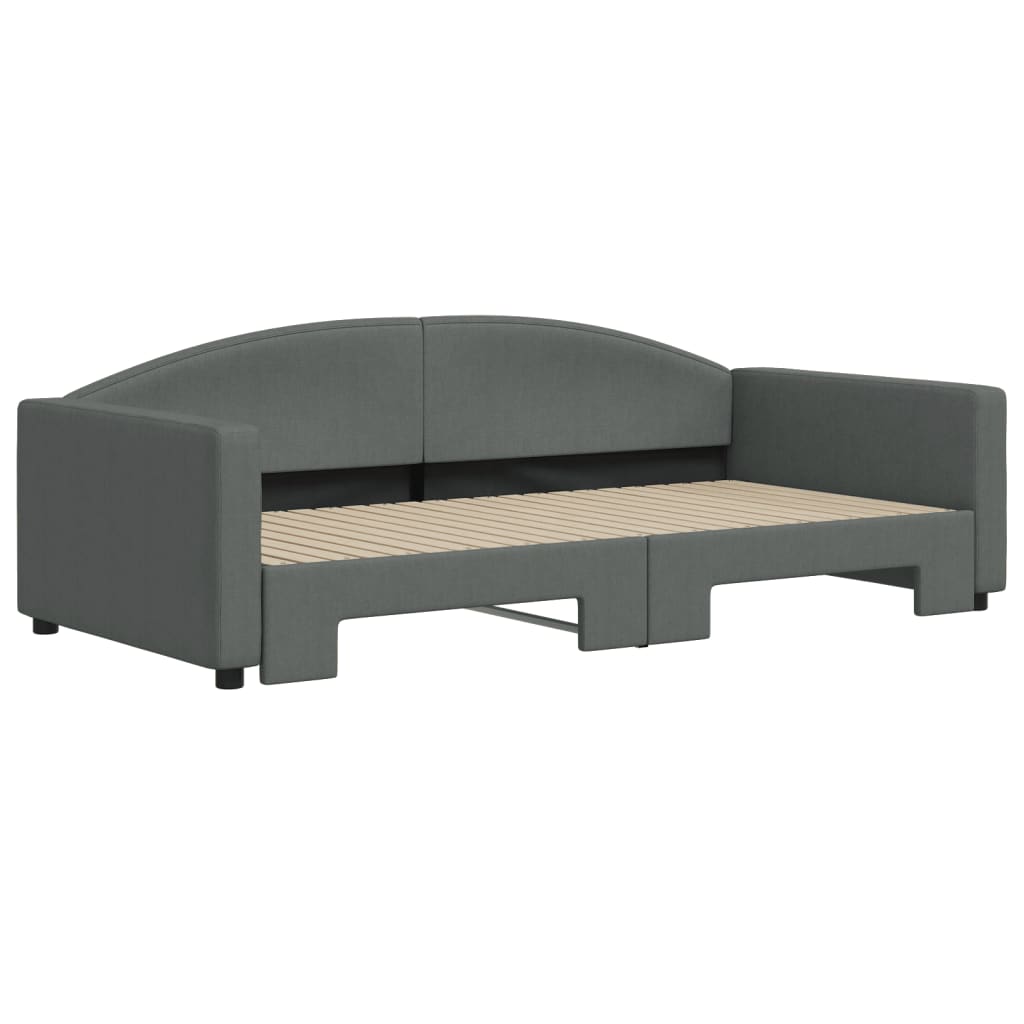 Slaapbank met onderschuifbed 100x200 cm stof donkergrijs 100 x 200 cm Donkergrijs met onderschuifbed