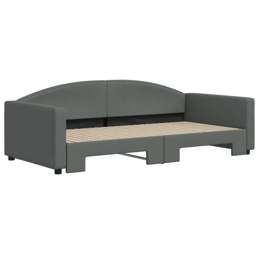 Slaapbank met onderschuifbed 100x200 cm stof donkergrijs 100 x 200 cm Donkergrijs met onderschuifbed