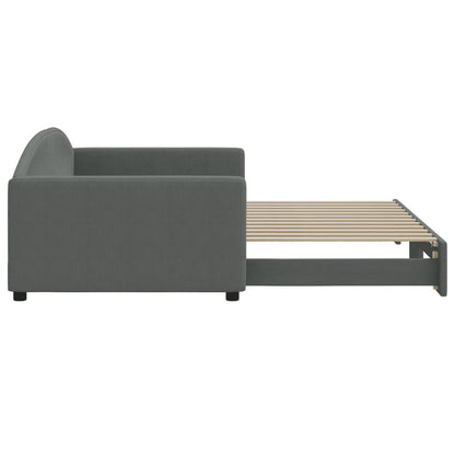 Slaapbank met onderschuifbed 100x200 cm stof donkergrijs 100 x 200 cm Donkergrijs met onderschuifbed