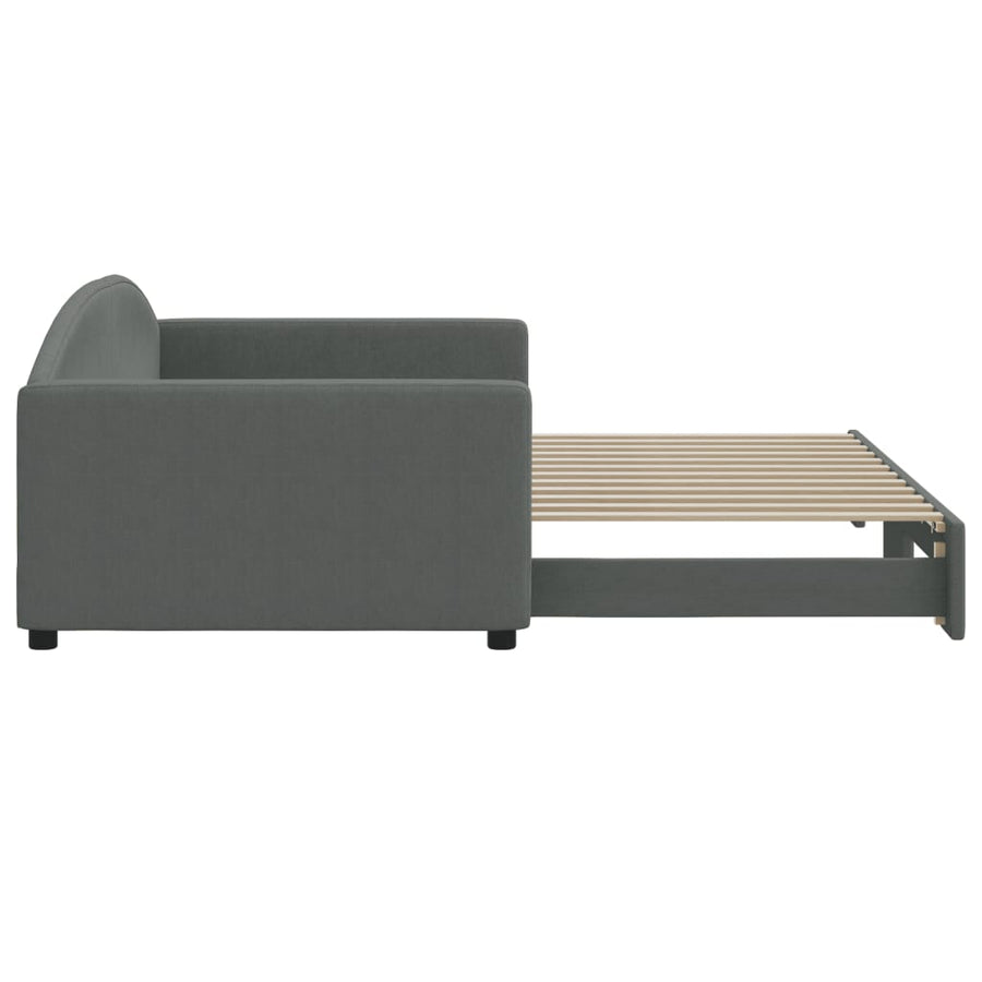 Slaapbank met onderschuifbed 100x200 cm stof donkergrijs 100 x 200 cm Donkergrijs met onderschuifbed
