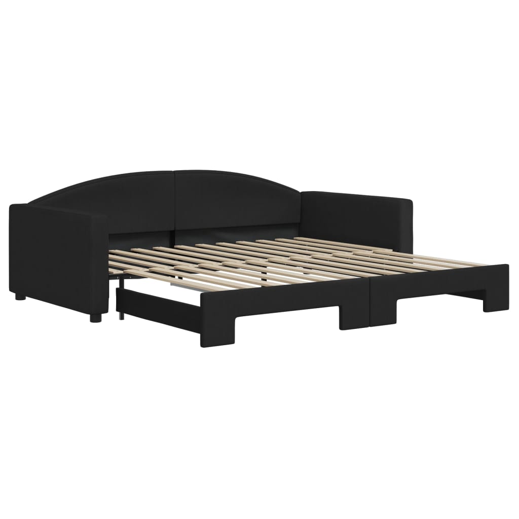 Slaapbank Stof Zwart 100 x 200 cm met onderschuifbed