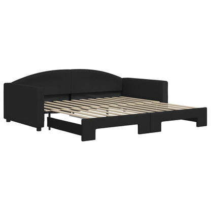 Slaapbank Stof Zwart 100 x 200 cm met onderschuifbed