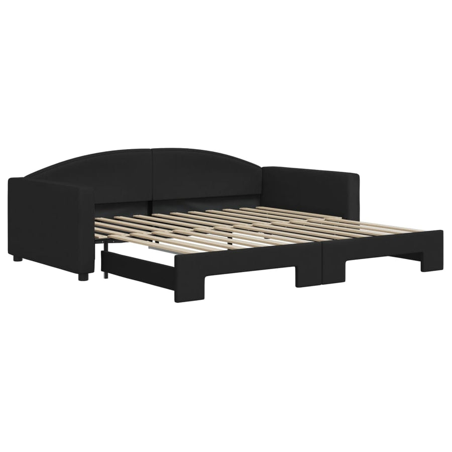 Slaapbank Stof Zwart 100 x 200 cm met onderschuifbed