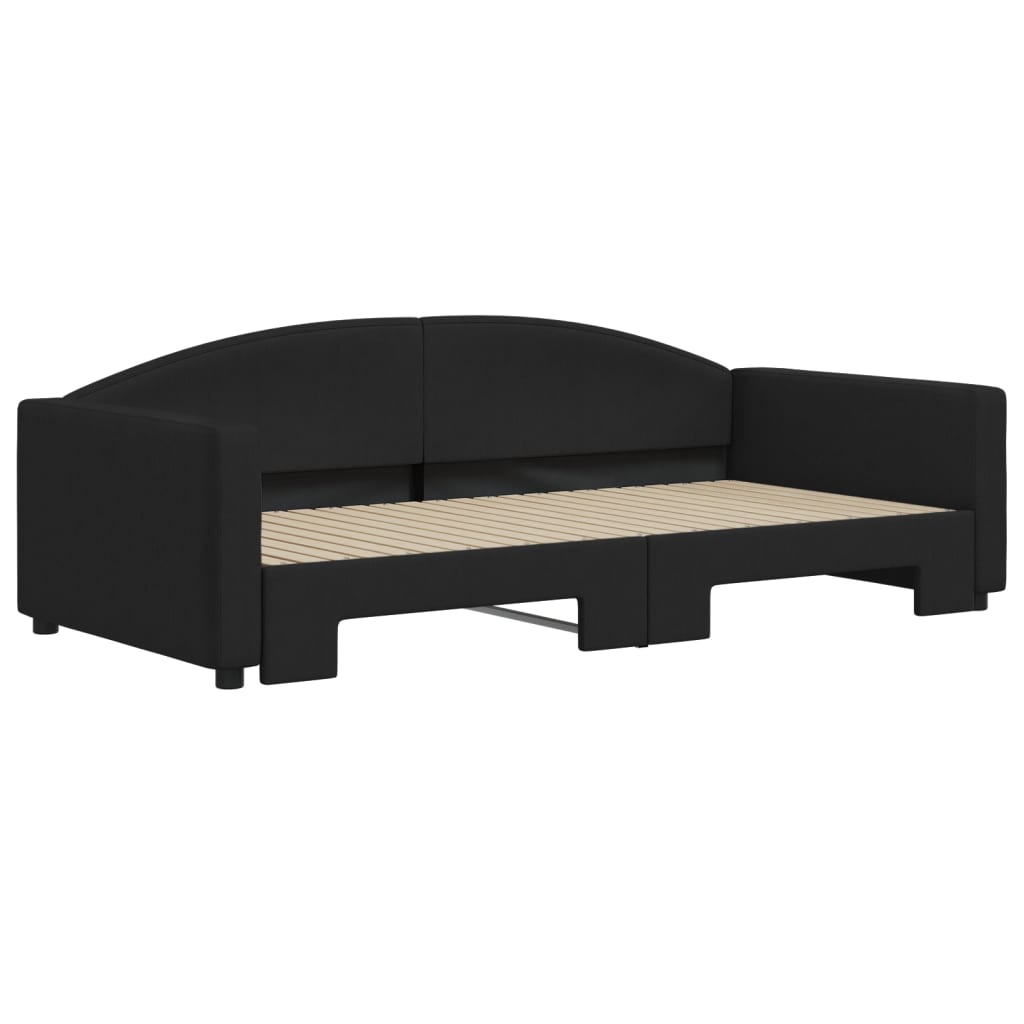 Slaapbank Stof Zwart 100 x 200 cm met onderschuifbed