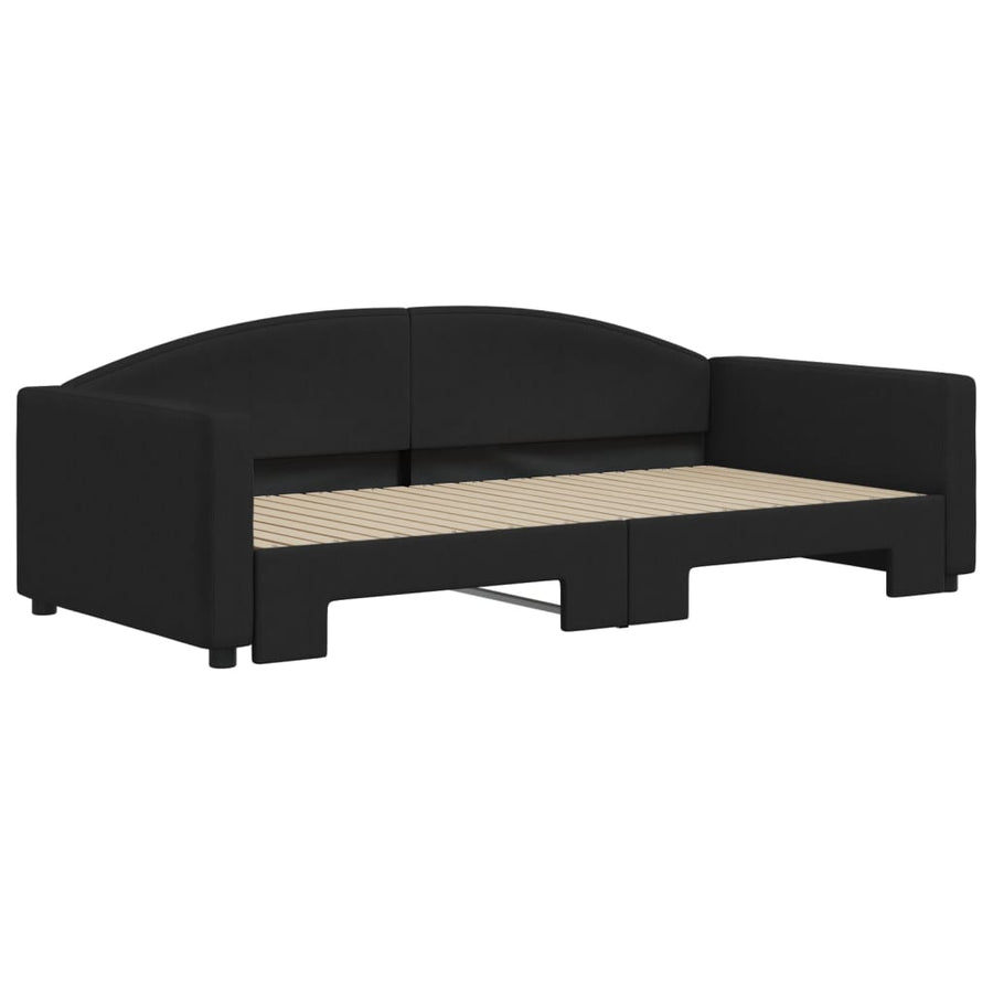 Slaapbank Stof Zwart 100 x 200 cm met onderschuifbed