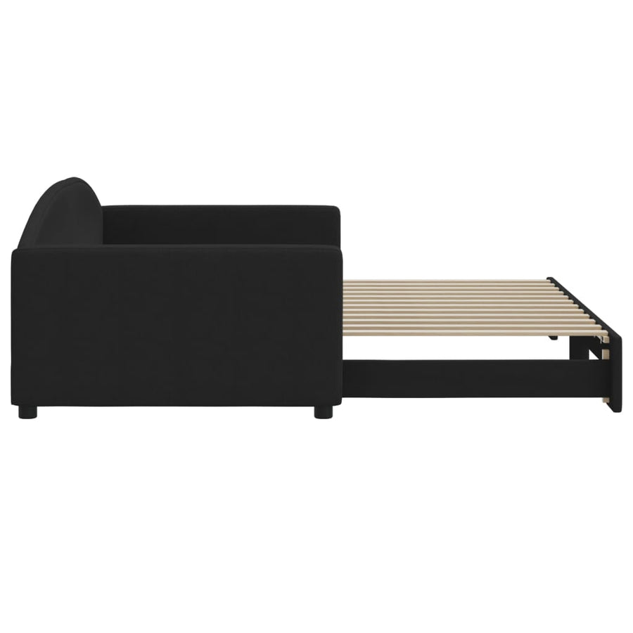 Slaapbank Stof Zwart 100 x 200 cm met onderschuifbed