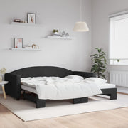 Slaapbank onderschuifbed 100x200 cm stof zwart