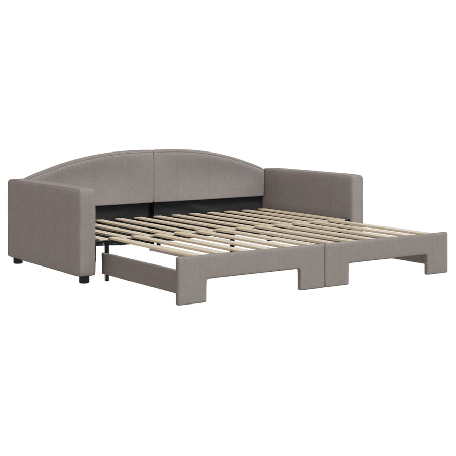 Slaapbank Stof 100 x 200 cm Taupe met onderschuifbed