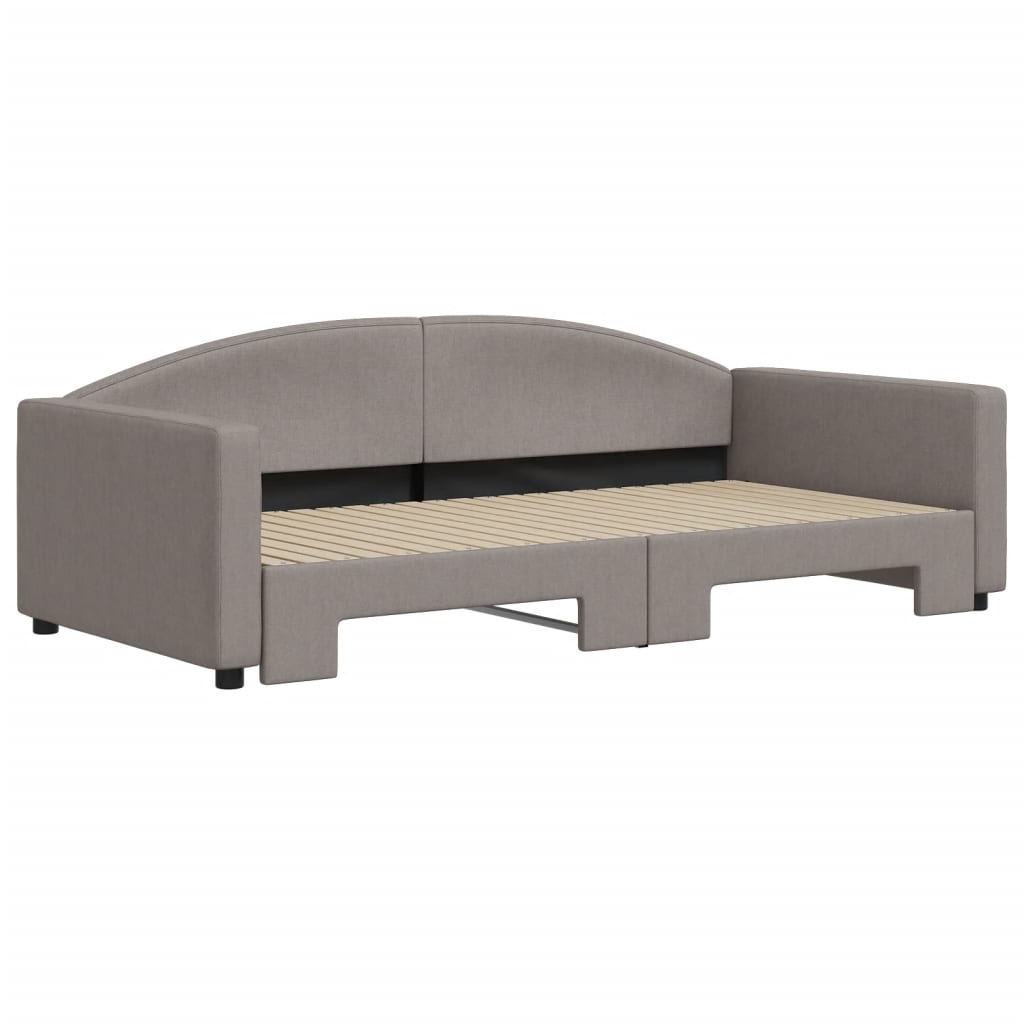 Slaapbank Stof 100 x 200 cm Taupe met onderschuifbed