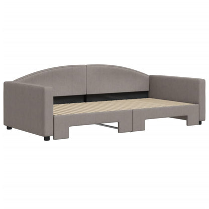 Slaapbank Stof 100 x 200 cm Taupe met onderschuifbed