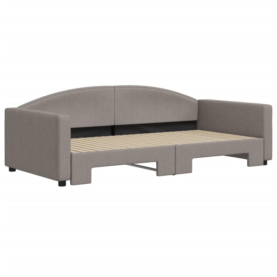 Slaapbank Stof 100 x 200 cm Taupe met onderschuifbed