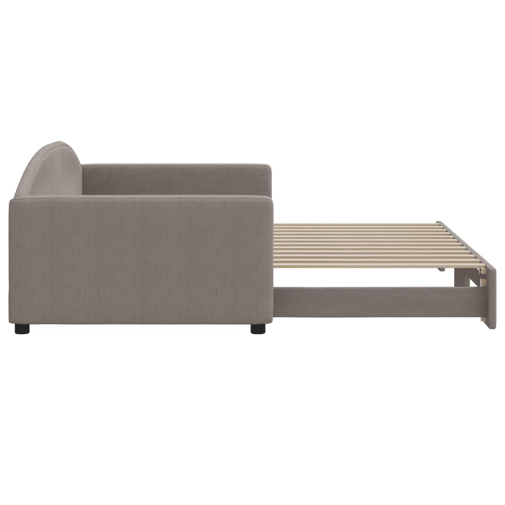 Slaapbank Stof 100 x 200 cm Taupe met onderschuifbed