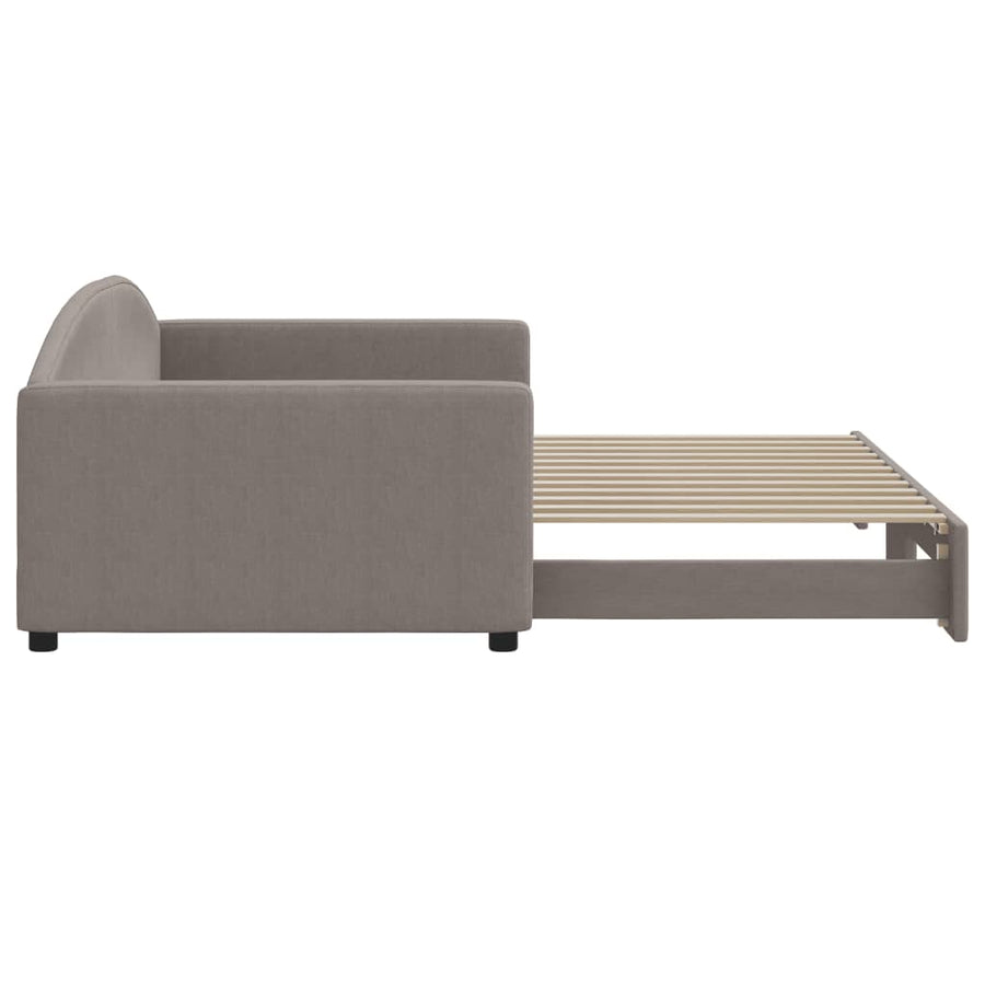 Slaapbank Stof 100 x 200 cm Taupe met onderschuifbed
