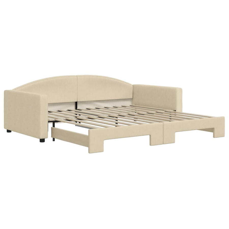 Slaapbank Stof Kleurig 100 x 200 cm Crème met onderschuifbed