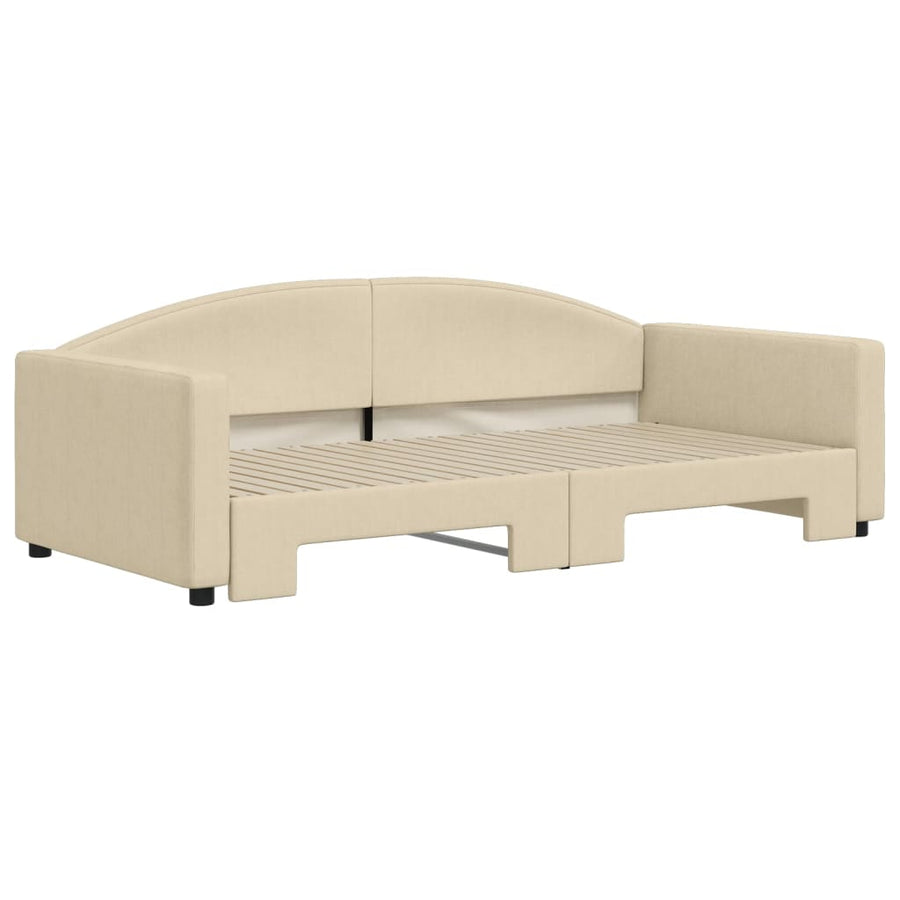 Slaapbank Stof Kleurig 100 x 200 cm Crème met onderschuifbed