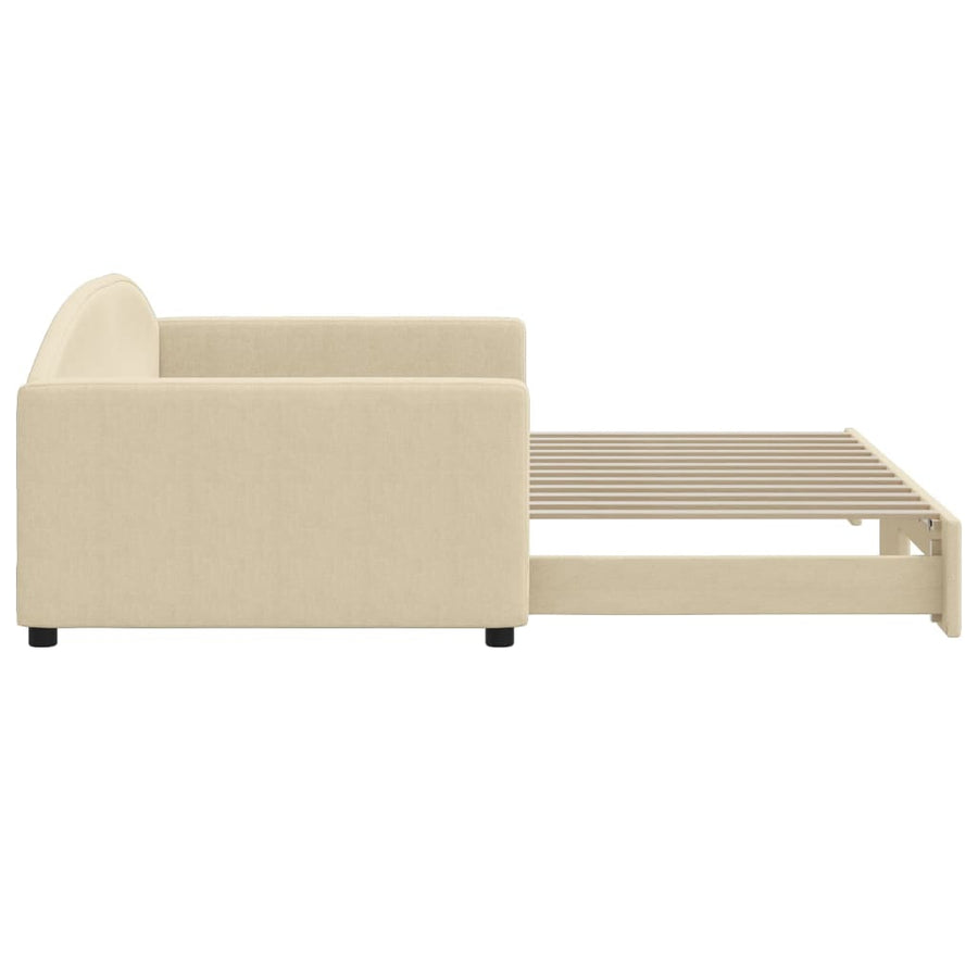 Slaapbank Stof Kleurig 100 x 200 cm Crème met onderschuifbed