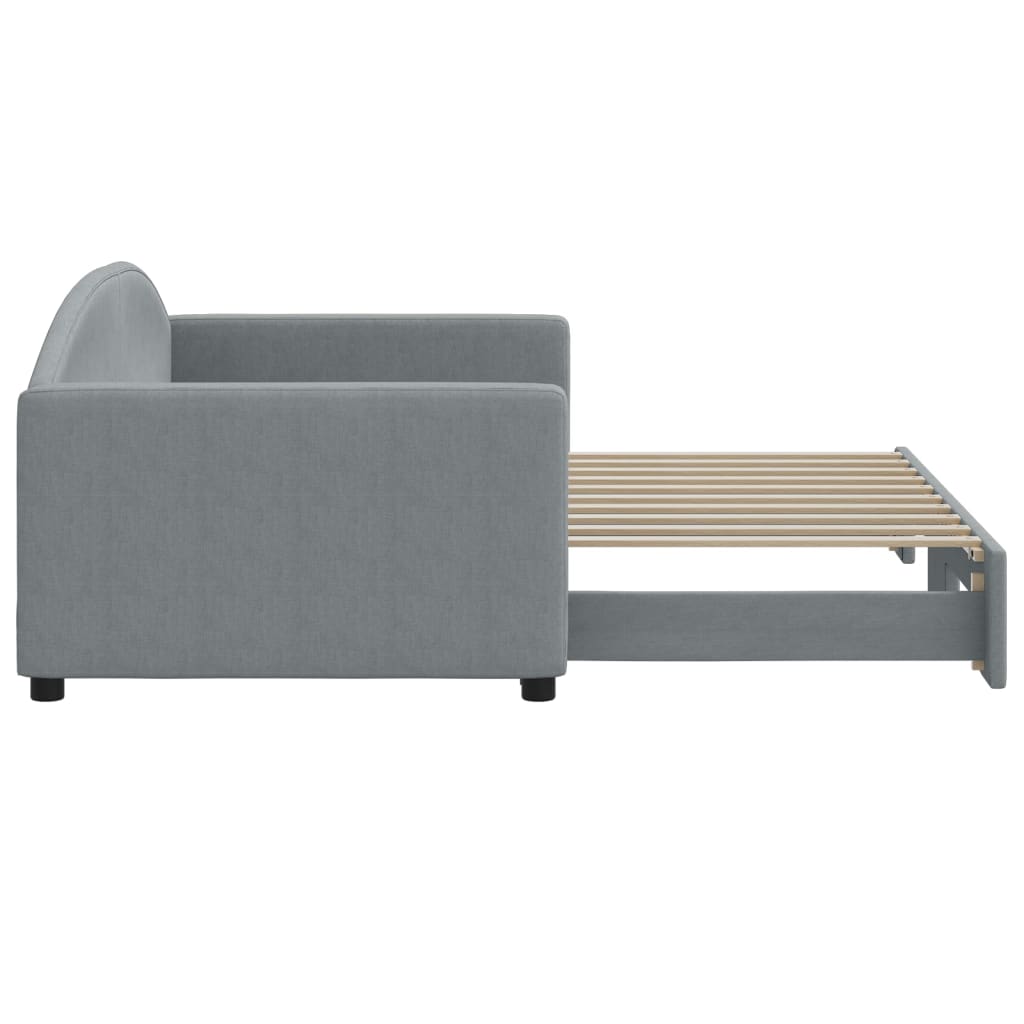 Slaapbank Stof 90 x 190 cm Lichtgrijs met onderschuifbed