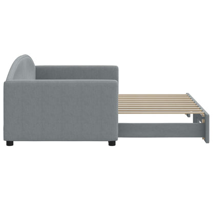Slaapbank Stof 90 x 190 cm Lichtgrijs met onderschuifbed
