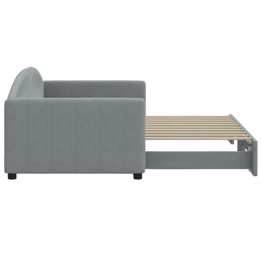 Slaapbank Stof 90 x 190 cm Lichtgrijs met onderschuifbed