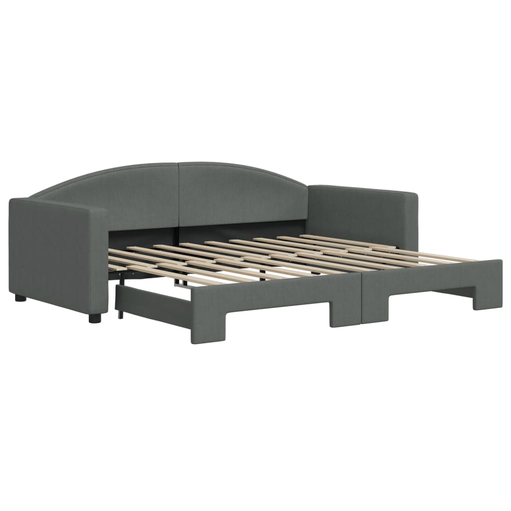 Slaapbank Stof 90 x 190 cm Donkergrijs met onderschuifbed