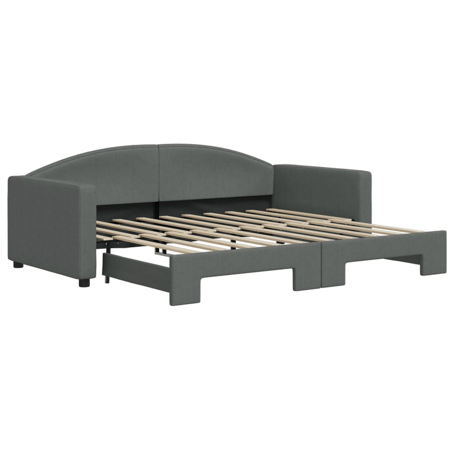 Slaapbank Stof 90 x 190 cm Donkergrijs met onderschuifbed