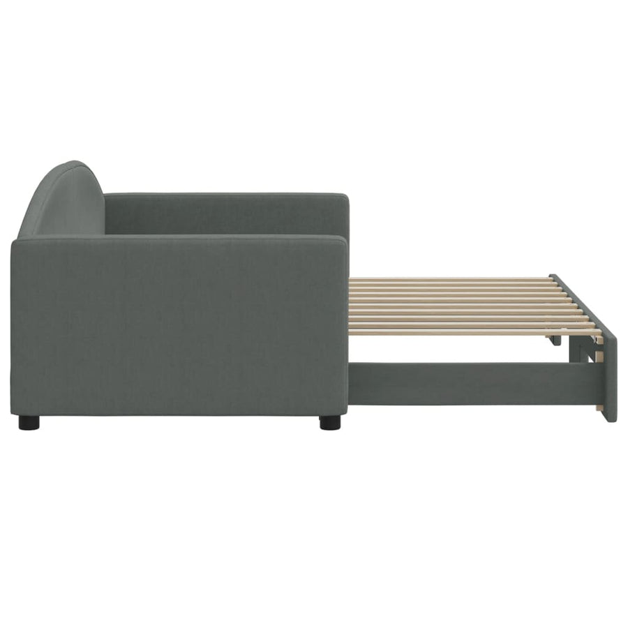 Slaapbank Stof 90 x 190 cm Donkergrijs met onderschuifbed