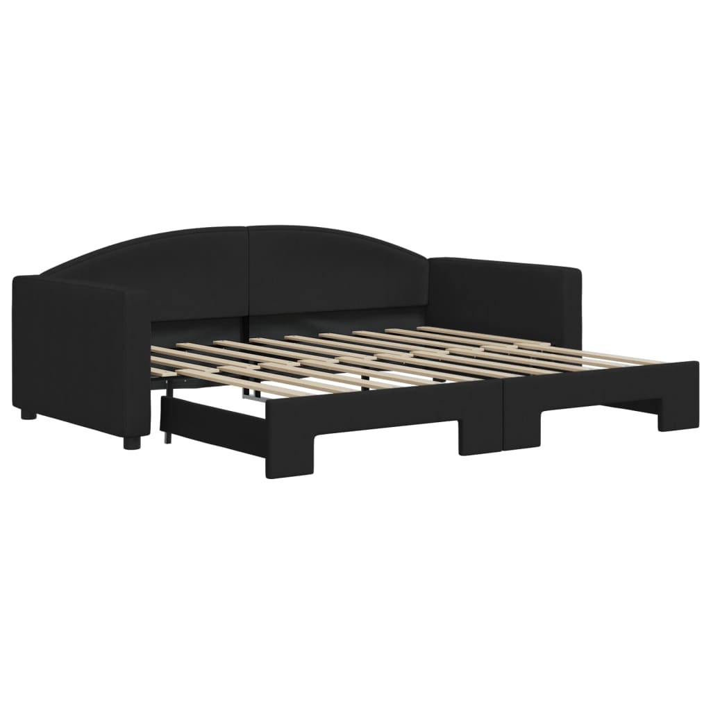 Slaapbank Stof 90 x 190 cm Zwart met onderschuifbed