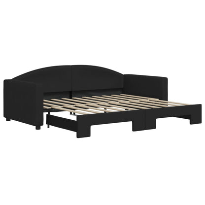 Slaapbank Stof 90 x 190 cm Zwart met onderschuifbed