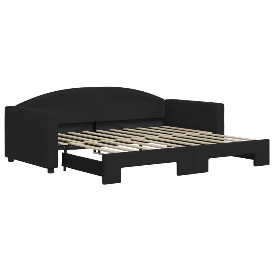 Slaapbank Stof 90 x 190 cm Zwart met onderschuifbed