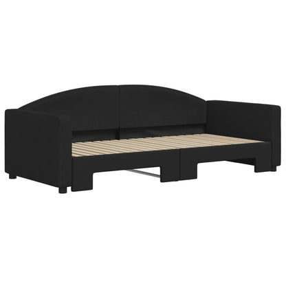 Slaapbank Stof 90 x 190 cm Zwart met onderschuifbed